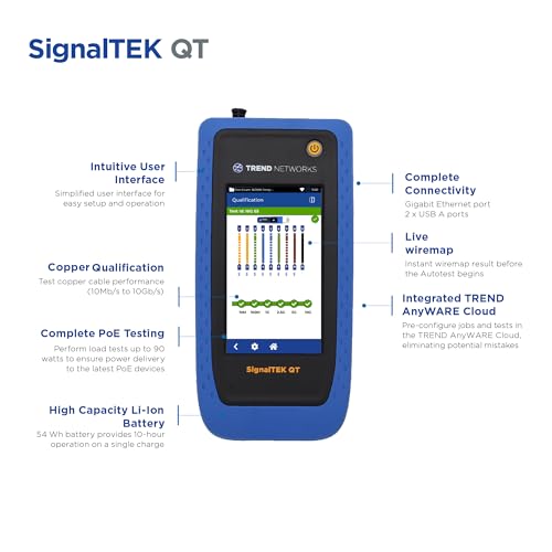 Image of TREND Networks | SignalTEK QT | Upto 10G Copper Qualification Tester | Live Wiremap & TDR Fault Location | Wi-Fi Access Point Scan | Remote Access | Built-in PDF Reporting | R166002