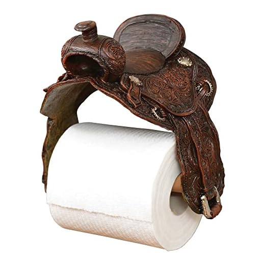 BLACK FOREST DECOR - Saddle Toilet Paper Holder - Vintage Southwestern Bathroom Décor - 7.5" x 7.25" x 5.75"