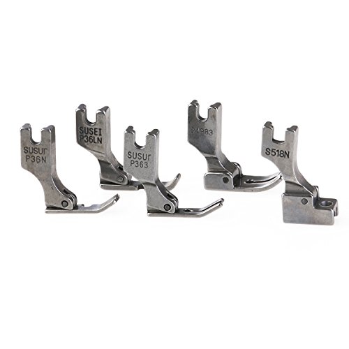 Ueetek 5Pcs Presser Feet For Juki Industrial Sewing Machine S518Ns P36Ln P36N P35 P363 (Silver) #TOP2
