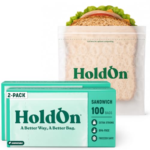 HoldOn Compostable Zip Lock Sandwich Bags