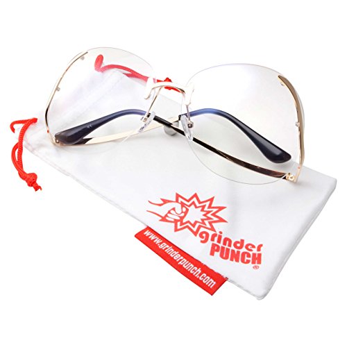 Women's Stylish Clear Lens Glasses Rimless Oversized2