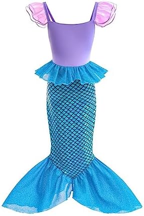 Lito Angels Little Mermaid Princess Fancy Dress Up Costume Birthday Party Outfit with Accessories for Kids Girls Age 2-9 Years, Purple Blue