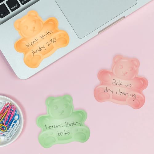 Image of Multicolor Gummy Bear Sticky Note Assortment / 4 inch Repositionable Candy Snack Themed Sticky Note Pads /Set of 3 Funny Food Designs /Made in The USA