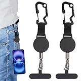 ATTACHE TÉLÉPHONE RÉTRACTABLE : Le cordon extensible s'étire et se rétracte automatiquement pour un accès facile à votre téléphone tout en le gardant sécurisé contre votre corps.