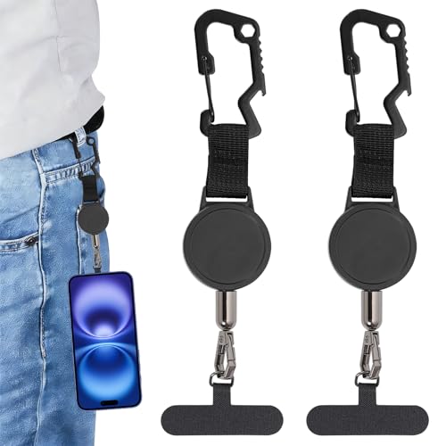 2PCS Attache Telephone Ski, Attache De Téléphone Rétractable Anti-Chute Cordon Telephone Portable, Multifonctionnel Accroche Téléphone Antivol Pour Randonnée, Cyclisme, Escalade, Ski, Course À Pied