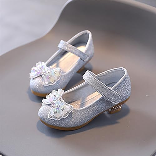 Girls Sparkle Low Heel Mary Jane Wedding Party Flower Glitter Bow Princess Dress Shoes2