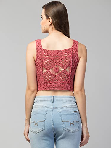 Image of Women Girls Solid Crochet Top