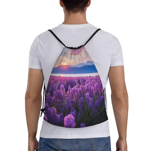 lavender fields print Drawstring Bag Sack Gym Bag Ditty Bag for Gym Traveling, Hiking, Yoga, Shopping for Adult2