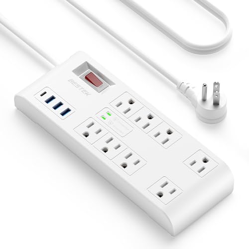 BESTEK 4,000 Joules Surge Protector with USB, Power Strips with 8 AC Outlet, 3 USB-A 2.4A 1USB-C 3A...