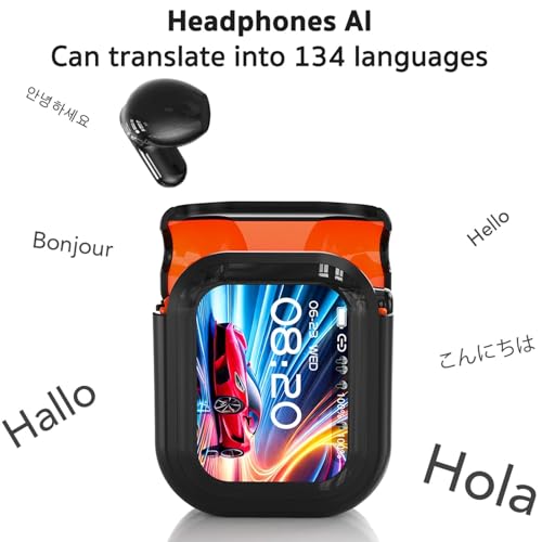 Image of NE20 Earbuds,2025 New AI Translation Earbuds Real Time Wireless Bluetooth 6.0 AI Headphones LCD Touch Screen Support 135 Languages Translation Real Time Translator headphones Support Playing Music