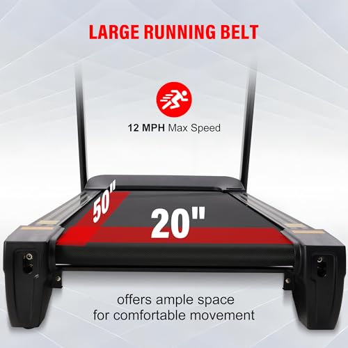 Image of ECHANFIT Heavy Duty Treadmill for Home, 20-Level Auto Incline Treadmill 400 LB Capacity, 0.6-12 MPH, 20 inch Wide Deck, LED Display, Bluetooth Speaker, Foldable with App