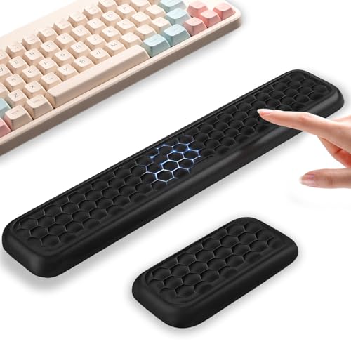 Repose Poignet Clavier et Souris, Ergonomique Tapis de Souris Set en Mousse à Mémoire, Soulage Douleurs Poignet, Antidérapant Wrist Rest pour pour Bureau et...