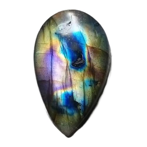 Pierre labradorite naturelle poire 28x17mm pour remplacer cabochon bague