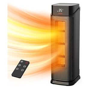 omisoon chauffage d'appoint, ptc radiateur electrique avec mode eco, 2000w, 4 modes, thermostat, minuterie 24h, oscillation 90°, télécommande, protection contre la surchauffe et le basculementt