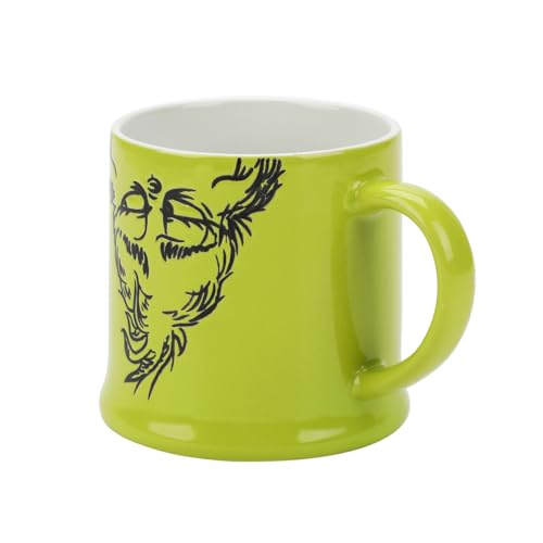Caneca de cerâmica verde resistente a cera The Grinch Upside-Down Character de 473 ml