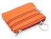 DEEZOMO Women's Top Grain Cowhide Leather Card Case Wallet/Coin Change Purse with Key Ring - Orange