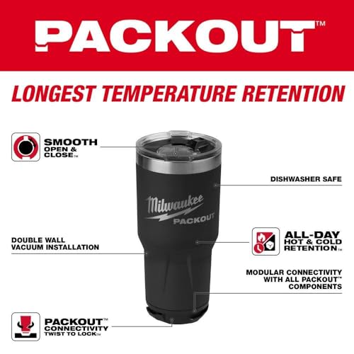 Milwaukee Packout Insulated Tumbler 890 Ml (Black) - 48-22-8393B - Image 6