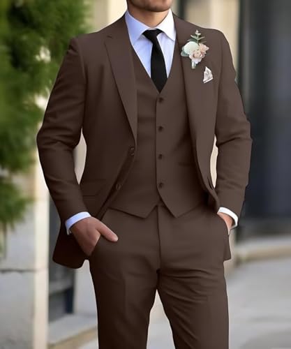 Men's Suit 3 Pieces Slim Fit Wedding Groomsmen Suits Formal Business One Buttons Blazer Vest Pants Set Tuxedo2