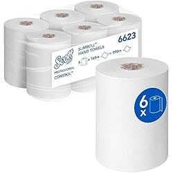 Kimberly Clark Toallas De Manos Scott Control Slimroll Rollo de papel de manos 6623 - Papel de manos desechable - 6 rollos de papel de manos x 165 m Toallas de papel secamanos en blanco (990 m en total)