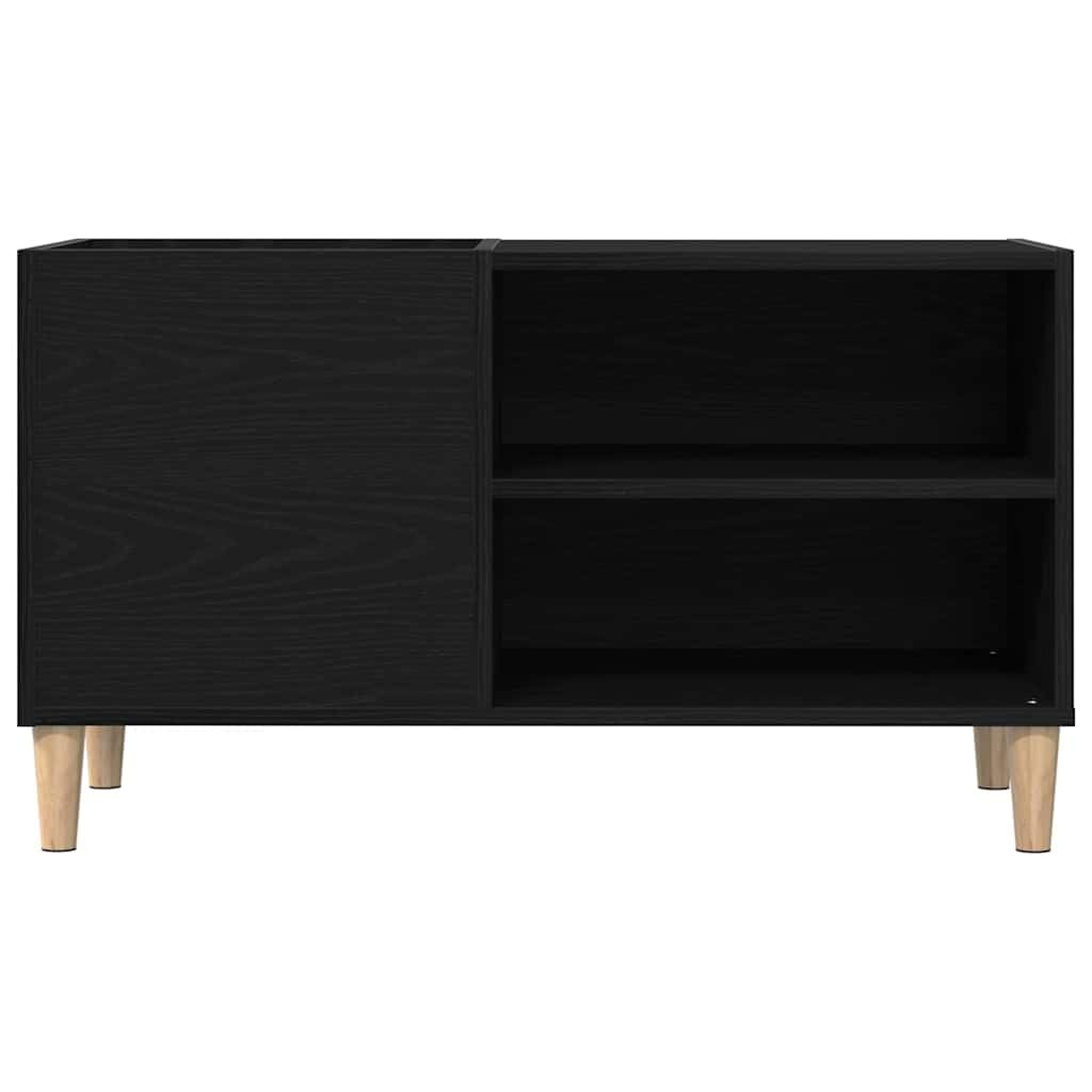 Mueble porta vinilos roble negro 84,5 x 38 x 48 cm | Diseño minimalista, elegante para salón, ideal para colección de vinilos