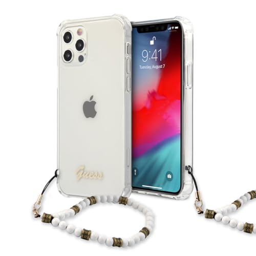 Guess GUHCP12LKPSWH Coque de Protection pour iPhone 12 Pro Max 6,7" Transparent Blanc nacré