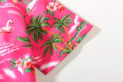 Hawaiihemd Damen von SSLR – Kurzarm Bluse mit Flamingo-Motiv