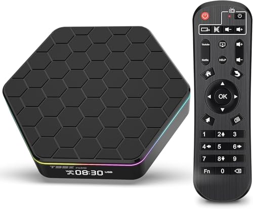 T95Z Android TV Box 2025, 6k/3D HD Tv Box H618 Quadcore 4GB RAM 32GB ROM 2.4G/5.0G Dual WiFi & BT 5.0, Android 12.0 Box Support Multi-Lingual with LAN Ethernet 100M for Movie Game etc.