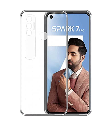 Image of COVERBLACK Rubber Back Cover for Vivo Tecno KF8 / Tecno Spark 7Pro - Transparent