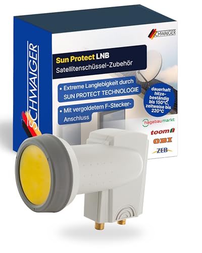 SCHWAIGER Twin LNB digital Sun Protect I Low Noise Blockconverter für 2 Teilnehmer I extrem wetterfest & geeignet für Multifeedanlagen I SAT-Zubehör für störungsfreien Empfang I hellgrau