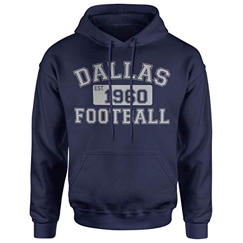Wishful Inking Dallas Football Est.1960 Vintage Style Hoodie (L, Navy Blue)