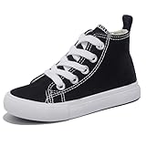 Boys and Girls' high top Frenulum Canvas Lightweight Shoes,Athletic Running Classic Sneakers (Black, Big Kid, 4, Numeric, US Footwear Size System, Narrow)