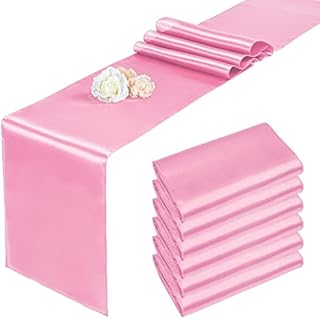 Pesonlook 6 Pack Satin Table Runners 12 x 108 Inch Long Pink Table Runners for Rectangle Round Tables,Smooth Satin Table Runner for Wedding,Birthday Party Banquets Graduation Engagements Decoration