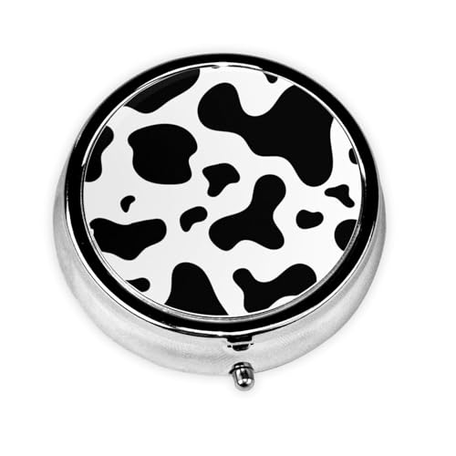 薬入れ ケース アニメ ミニボックス錠剤 薬箱 密閉 飴ケース 白黒牛皮 大容量 丸い サプリケース 薬整理ケース 旅行にやさしいピルボックス