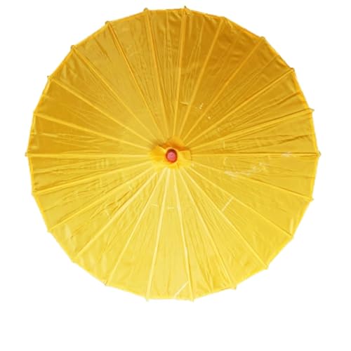 Odot 56/82cm Chinesischer Regenschirm mit Holzgriff,DIY-Malerei Handgemachte Regenschirm aus Geöltem,Regendichter Papierschirm,Schirm aus Reispapier für Tanz Requisite Kostüm (Gelb,82cm)
