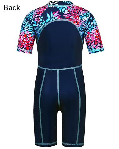 TFJH E Girls Short Sleeve Swimsuits UV 50+ Rash Guard Sunsuits One Piece Bathing Suits 3-12Y4