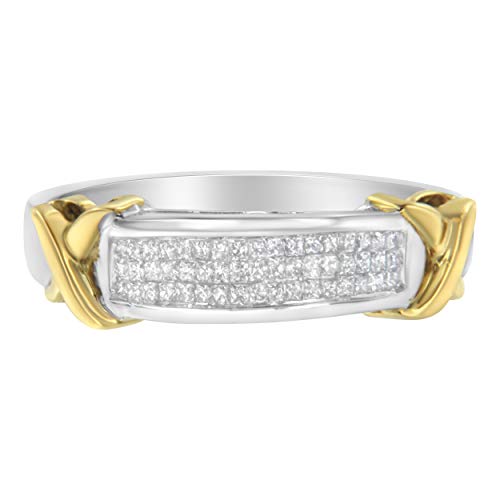 Haus of Brilliance 10K Two-Toned Princess Cut Diamond Band Ring (1/3 cttw, H-I Color, SI1-SI2 Clarity)