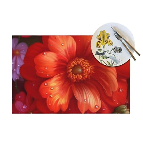 Set de table antidérapant PVC rouge 45x30cm lavable pour table de cuisine - 7