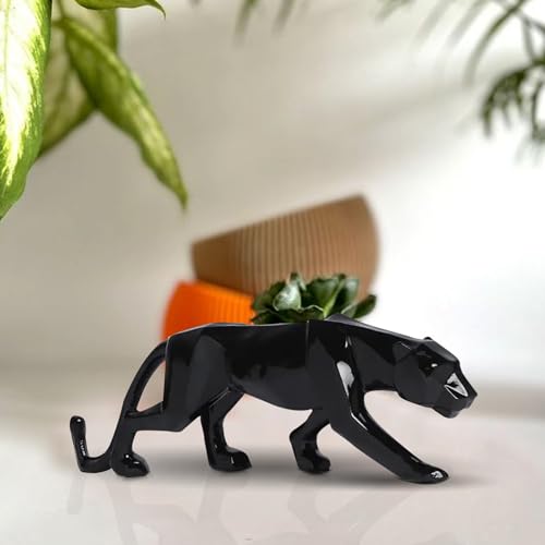 Image of Xtore Modern Geometric Black Panther Statue for Home Decor (Pack of 1, Black)