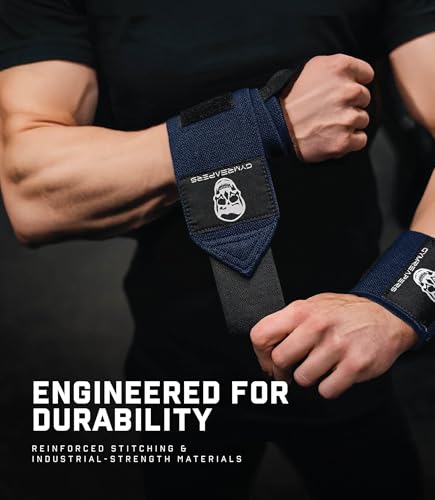 Image of Gymreapers Weightlifting Wrist Wraps (IPF Approved) Professional Quality Wrist Support with Heavy Duty Thumb Loop - Best Wrap for Powerlifting Competition, Strength Training, Bodybuilding