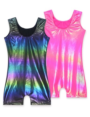 Image of 2 Pack Leotard for Girls Gymnastics Sparkly Sleeveless Unitards