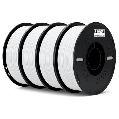 Image of ELEGOO TPU Filament 1.75mm White 4KG, 95A Flexible Soft 3D Printing Filament, 4pcs 1KG Spool(2.2lbs) Fits for Most FDM 3D Printers
