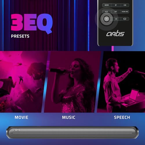 Image of Artis SoundHub 510 500W 5.1 Channel Wireless Bluetooth Sound bar with Wired Subwoofer & 2 Satellite Speakers,3 EQ Presets with Bluetooth /HDMI /AUX in /COAXIAL /Optical /USB Input