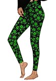 ALIREVERIE Stretch-Leggings St. Patrick's Kleeblatt für Damen, Irish Charm Green, Groß