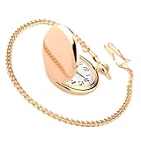 CLISPEED Reloj de Bolsillo Vintage Doble Cara Cadena, Carcasa de Aleación Pulida en Rosa Dorado, Diseño Digital Práctico para Hombres y Mujeres, Accesorio Retro para Uso Diario y Obsequio