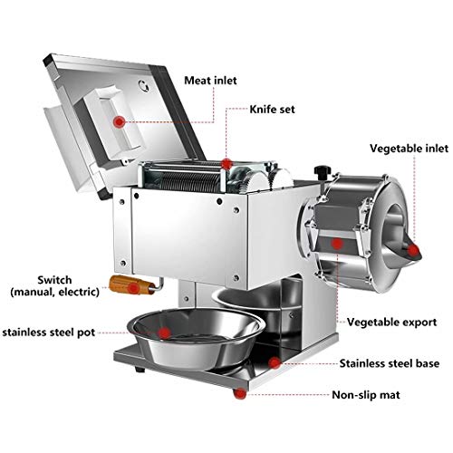 Kommerzielle Fleischschneider-Schneidemaschine, 2-in-1-Fleisch- und Gemüseschneidemaschine, elektrische Fleischschneider… – Bild 3