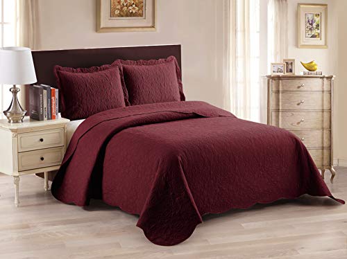 Luxury Home Collection 3 Piece King/California King Oversized Ultrasonic Embossed Coverlet Bedspread Set