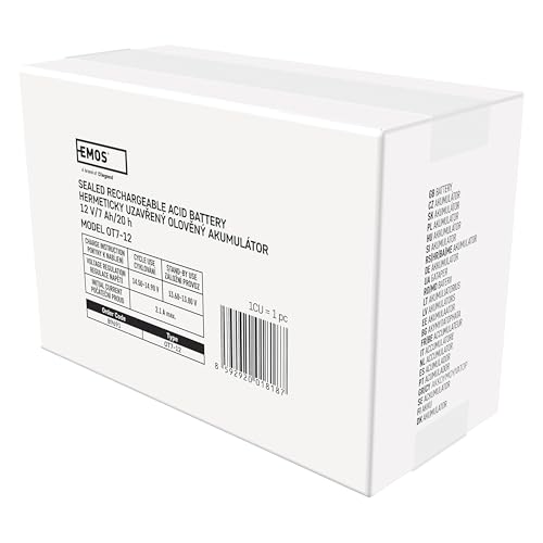 EMOS - Wartungsfreier Bleiakku - 12V 7Ah - AGM Batterie - Faston 4,7mm Anschluss - Für Gefahrmeldeanlagen, Brandmeldetechnik, Alarmsysteme, USV, Aufzüge - 151x65x94 mm