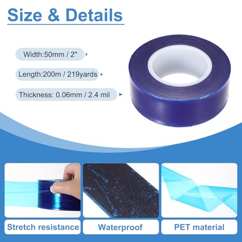 Image of PATIKIL Removable Protective Film Tape, 2 Inch x 656 ft PE Surface Protective Scratch Film Tape Roll for Furniture Electrical Appliances Plastic Hardware High Stickiness Blue