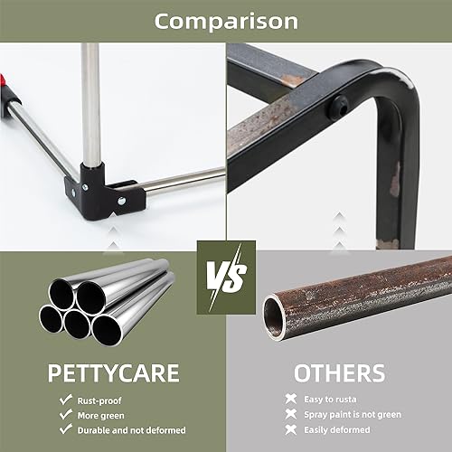 Pettycare Caixas dobráveis de aço inoxidável de 91 cm para cães grandes, canil de 4 portas com later