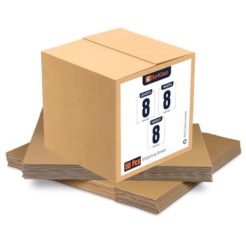 Image of BonKaso 3 Ply Brown Corrugated Packaging Packaging Box Size:8x8x8 inch, Pack of 50
